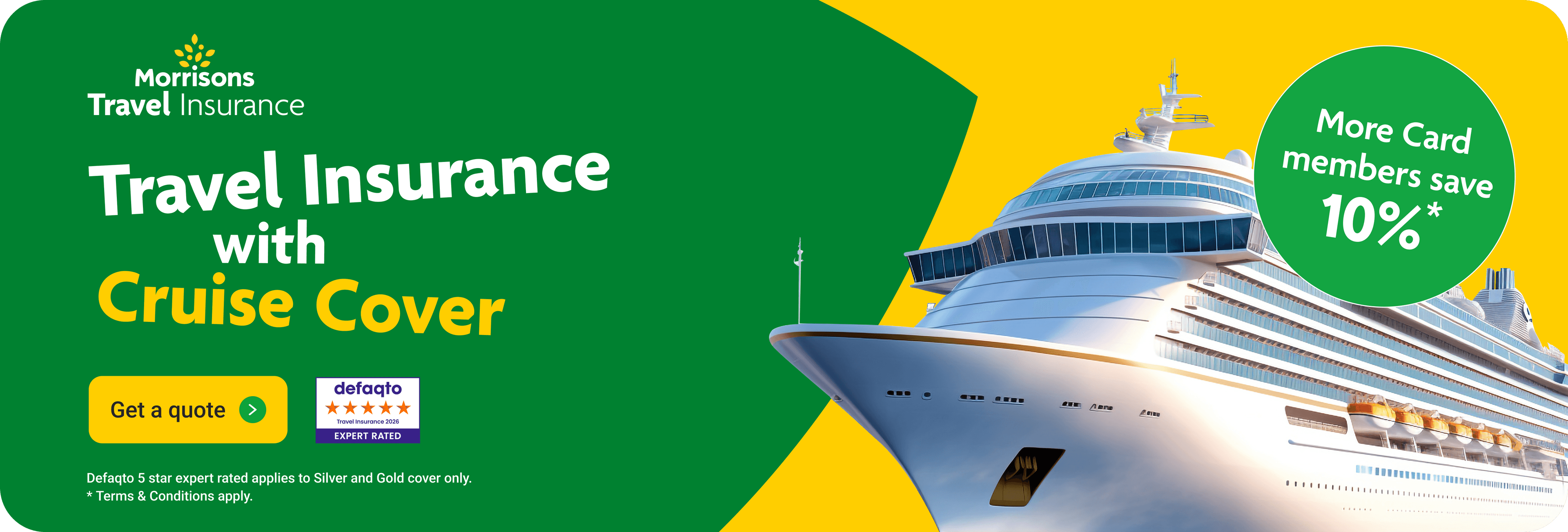 Travel Insurance with Cruise cover. More card member benefits available*. Click here to get a quote.