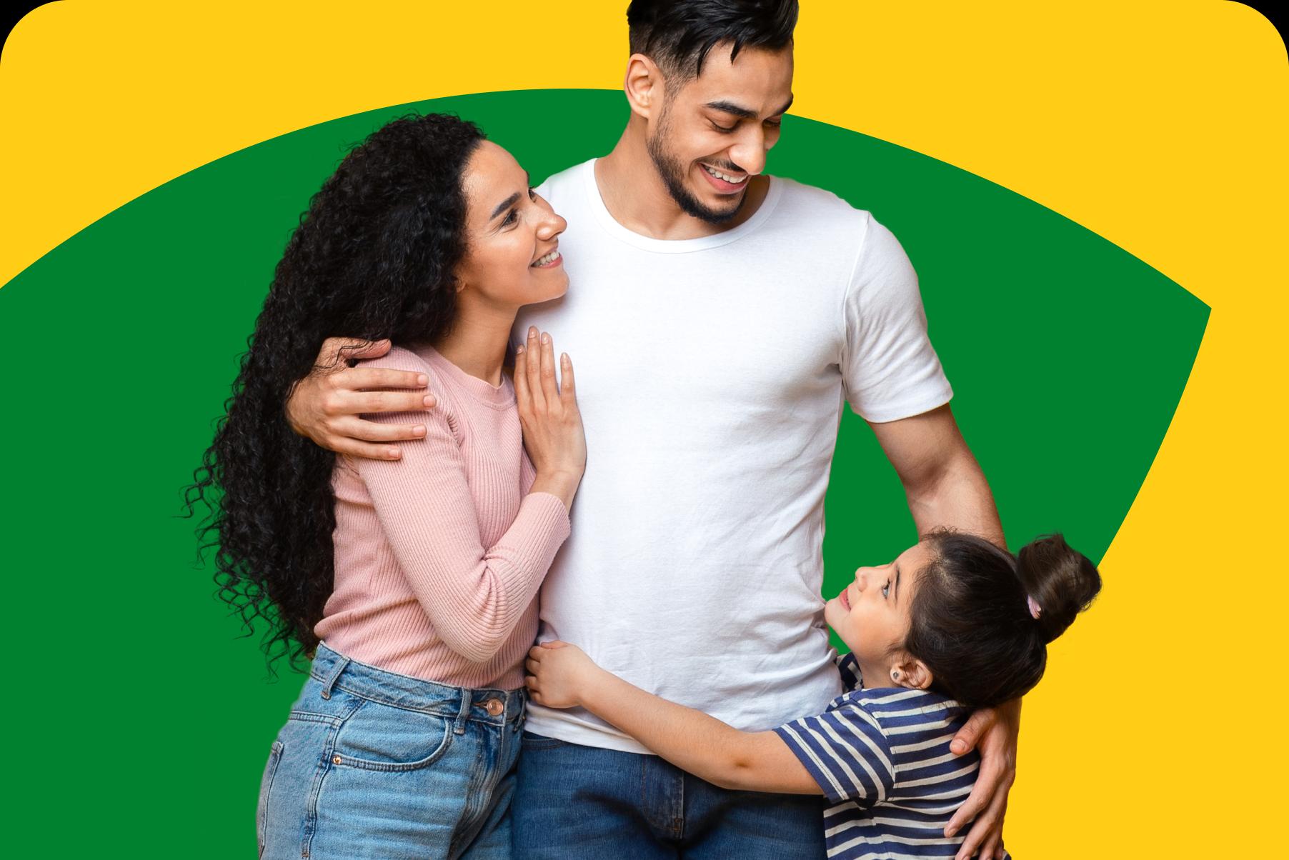 Image of a family embracing.