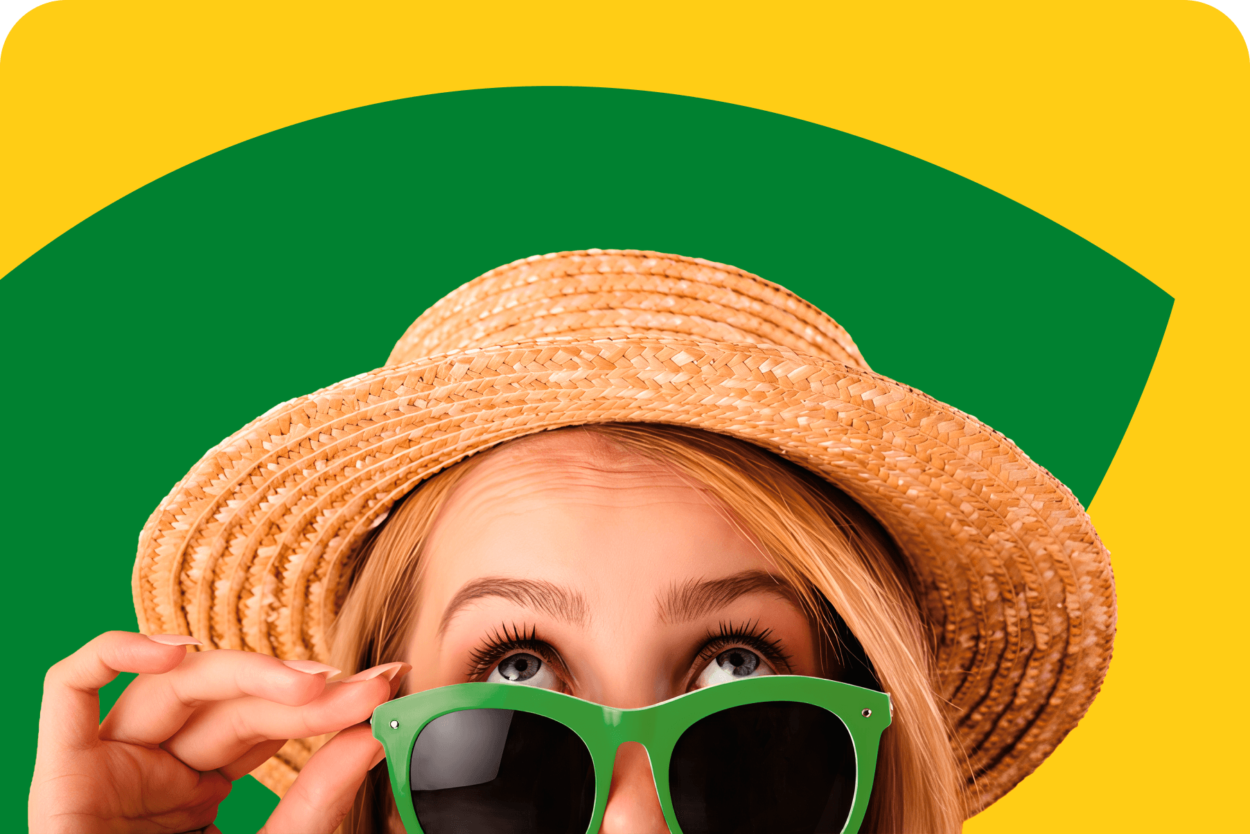 Image of a women in sunglasses and a hat